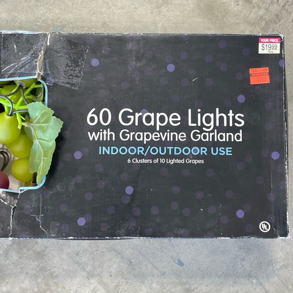 Vintage Lighted Grapes and Grapevine rubber plastic string lights NOS NWT - Picture 3 of 8